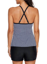 Load image into Gallery viewer, Striped Flyaway Drape Tankini Top