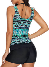 Load image into Gallery viewer, Tribal Print Lace Halter Tankini Top
