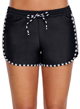 Load image into Gallery viewer, Zebra Striped Detail Black Boxer Short Swim Bottom