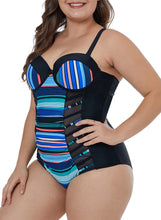 Load image into Gallery viewer, Striped Crisscross Plus Monokini