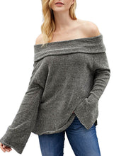 Load image into Gallery viewer, Soft Velvet Knit Off Shoulder Sweater