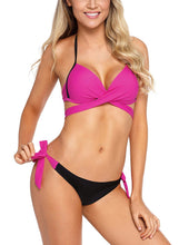 Load image into Gallery viewer, Wrap Front Halter Bikini Tie Side Bottom Swimsuit