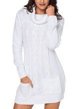 Load image into Gallery viewer, Cowl Neck Cable Knit Sweater Dress