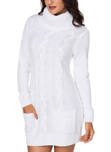 Load image into Gallery viewer, Cowl Neck Cable Knit Sweater Dress