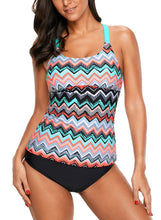 Load image into Gallery viewer, Zigzag Print Y Back Tankini Top