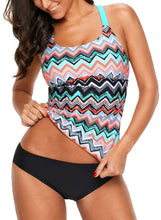 Load image into Gallery viewer, Zigzag Print Y Back Tankini Top